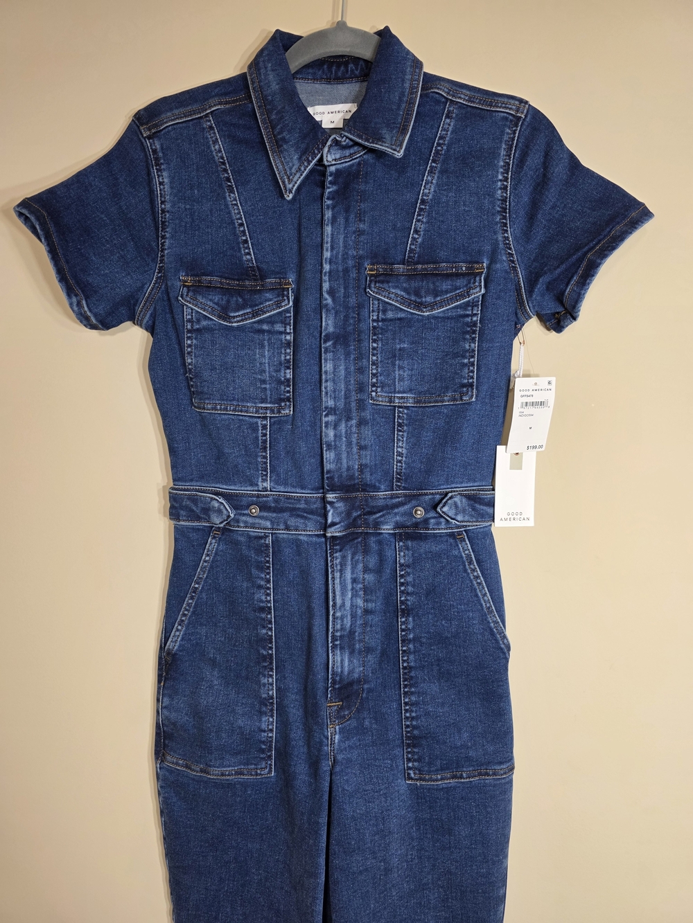 Good American NWT $199 Denim Utility Jumpsuit Indigo Wash Size Medium - Picture 6 of 12